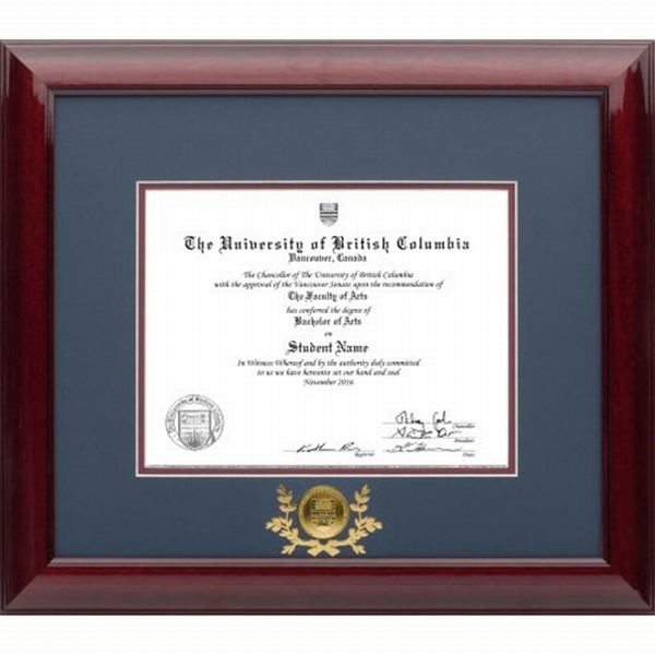 UBC Wood with Gold Medallion Diploma Frame